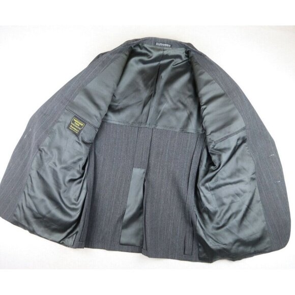 VINTAGE MEN'S GRAY STRIPED BLAZER SUIT JACKET - GARRISON PARK - SIZE 44R - Picture 3 of 5